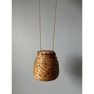 Vintage Woven Wicker Hanging “Honey Pot” Basket with Lid
